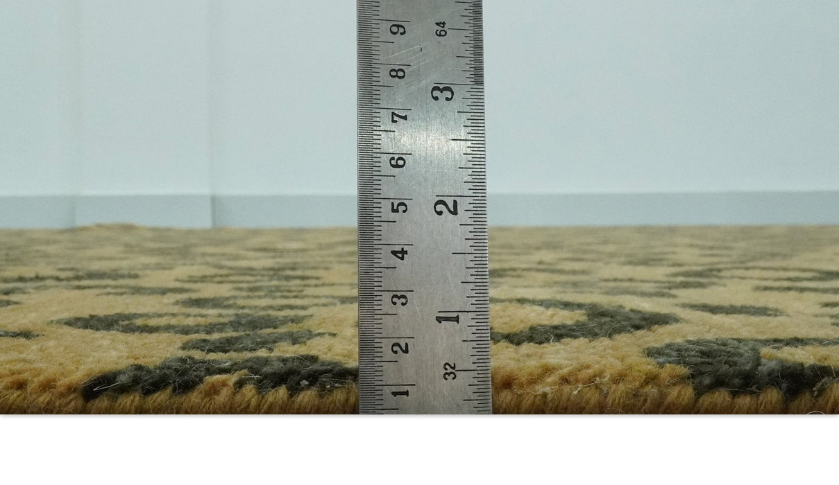 Modern leopard Design 8x10 Hand knotted Golden-Brown and Charcoal wool area rug