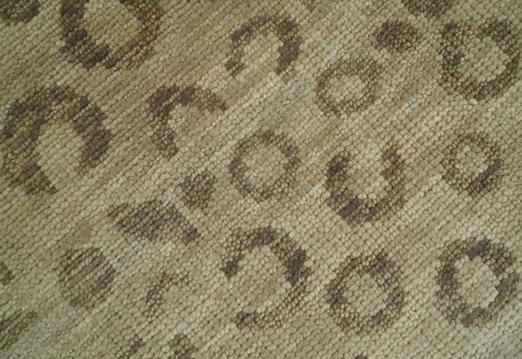 Modern leopard Design Hand knotted Camel and Taupe Custom Made wool area rug