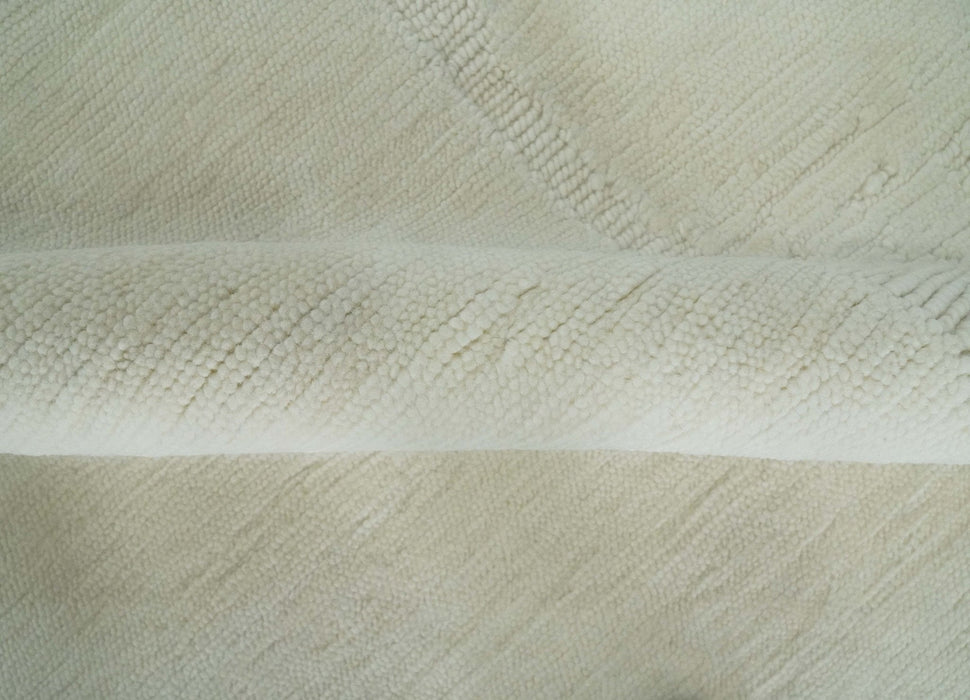 Modern Loop Cut Pile Solid plane Beige Hand Knotted 8x10 Wool Area Rug