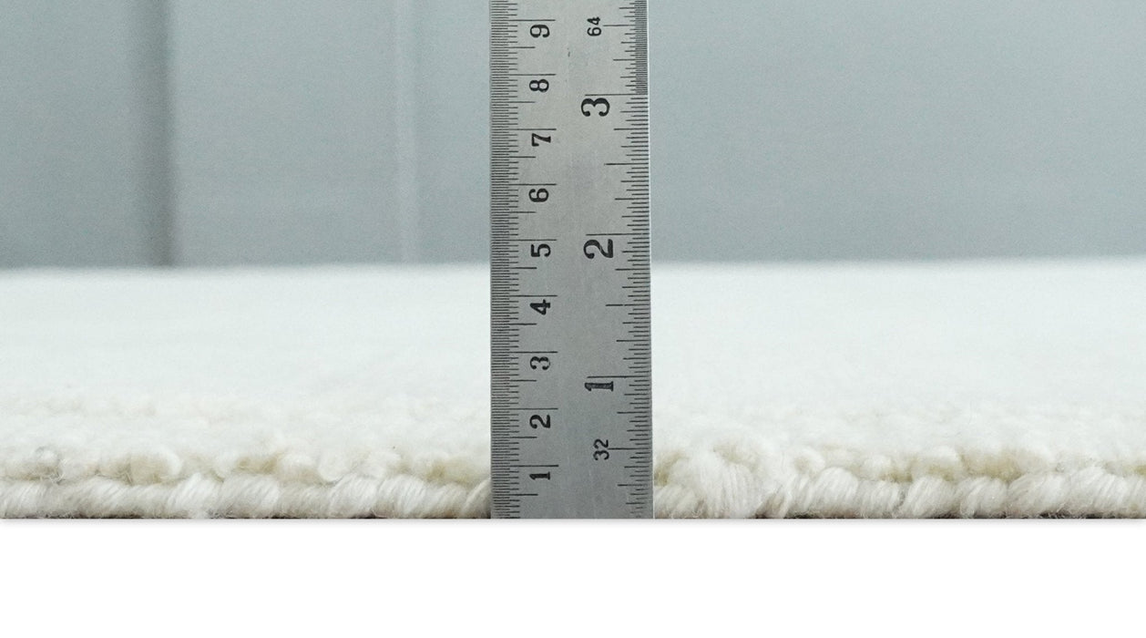 Modern Loop Cut Pile Solid plane Beige Hand Knotted 8x10 Wool Area Rug