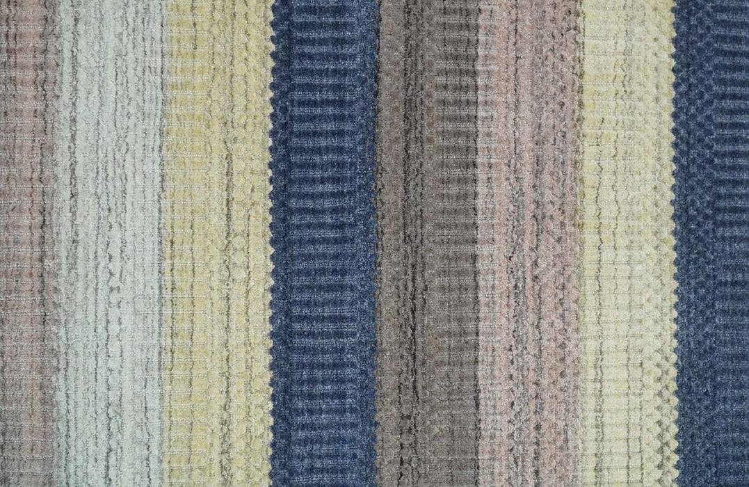Modern Ombre 8x10 Hand Made Blue, Peach, Brown and Mustard Scandinavian Blended Wool Flatwoven Area Rug | KE39