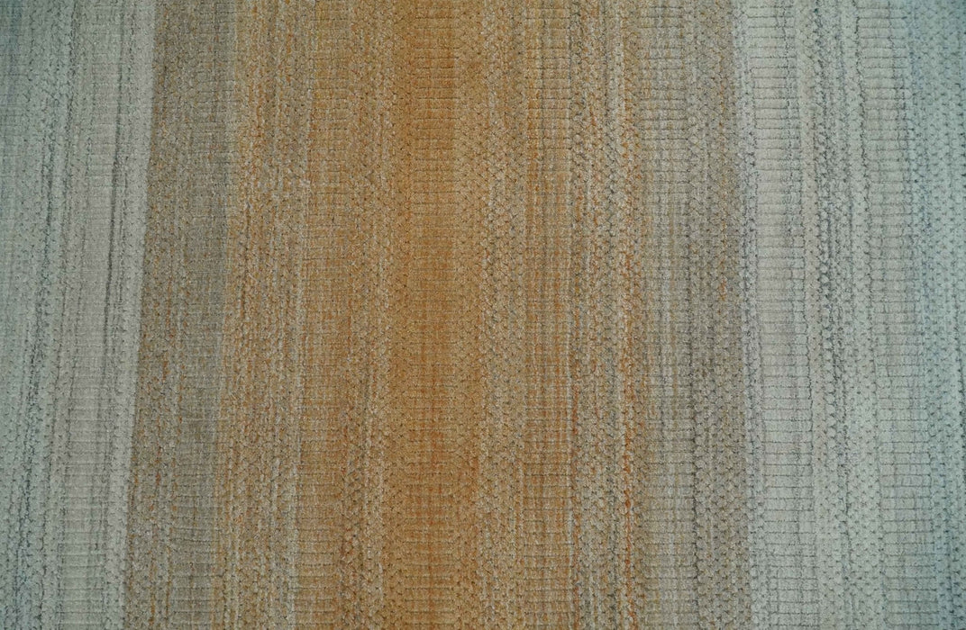 Modern Ombre 8x10 Hand Made Silver, Blue, Gold and Beige Scandinavian Blended Wool Flatwoven Area Rug | KE13