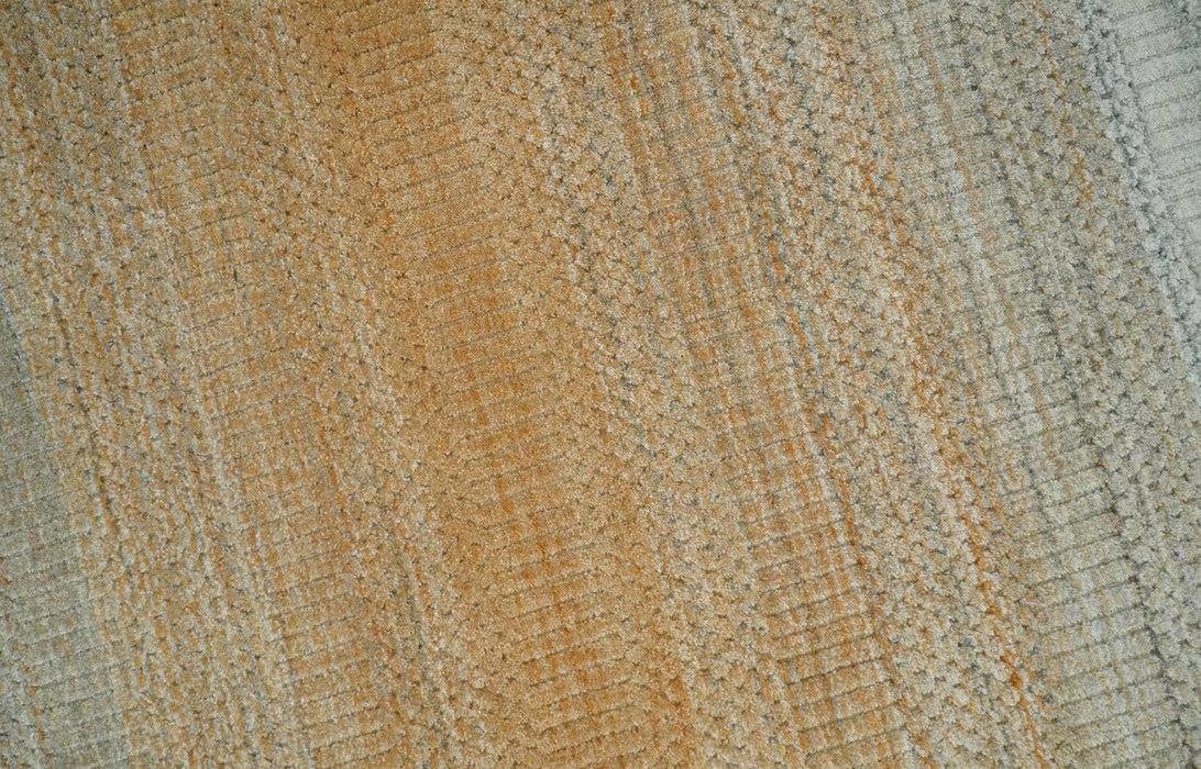 Modern Ombre 8x10 Hand Made Silver, Blue, Gold and Beige Scandinavian Blended Wool Flatwoven Area Rug | KE13