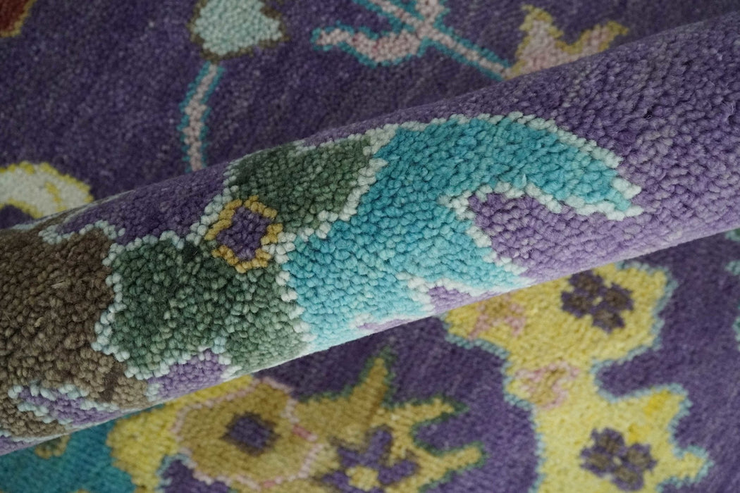 Modern Oushak 9x12 Hand Knotted Persian Purple and Blue Colorful Wool Area Rug | TRDCP850912