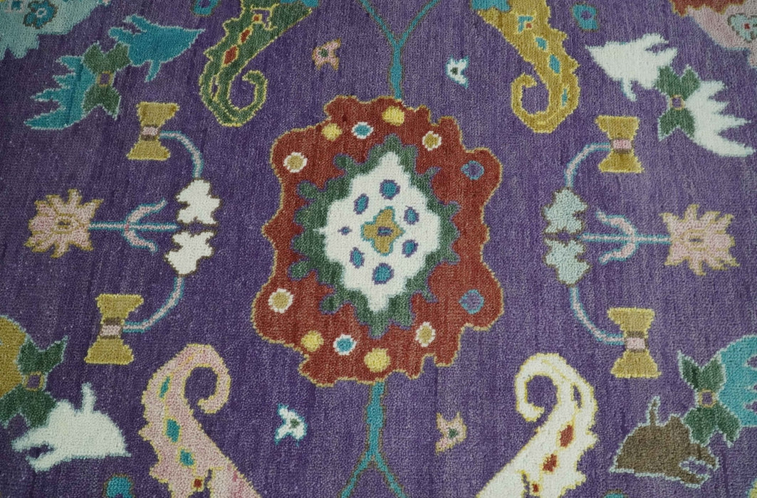 Modern Oushak 9x12 Hand Knotted Persian Purple and Blue Colorful Wool Area Rug | TRDCP850912