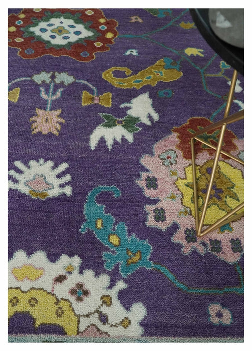 Modern Oushak 9x12 Hand Knotted Persian Purple and Blue Colorful Wool Area Rug | TRDCP850912