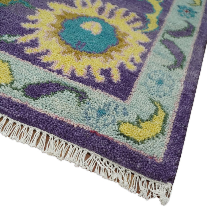 Modern Oushak 9x12 Hand Knotted Persian Purple and Blue Colorful Wool Area Rug | TRDCP850912