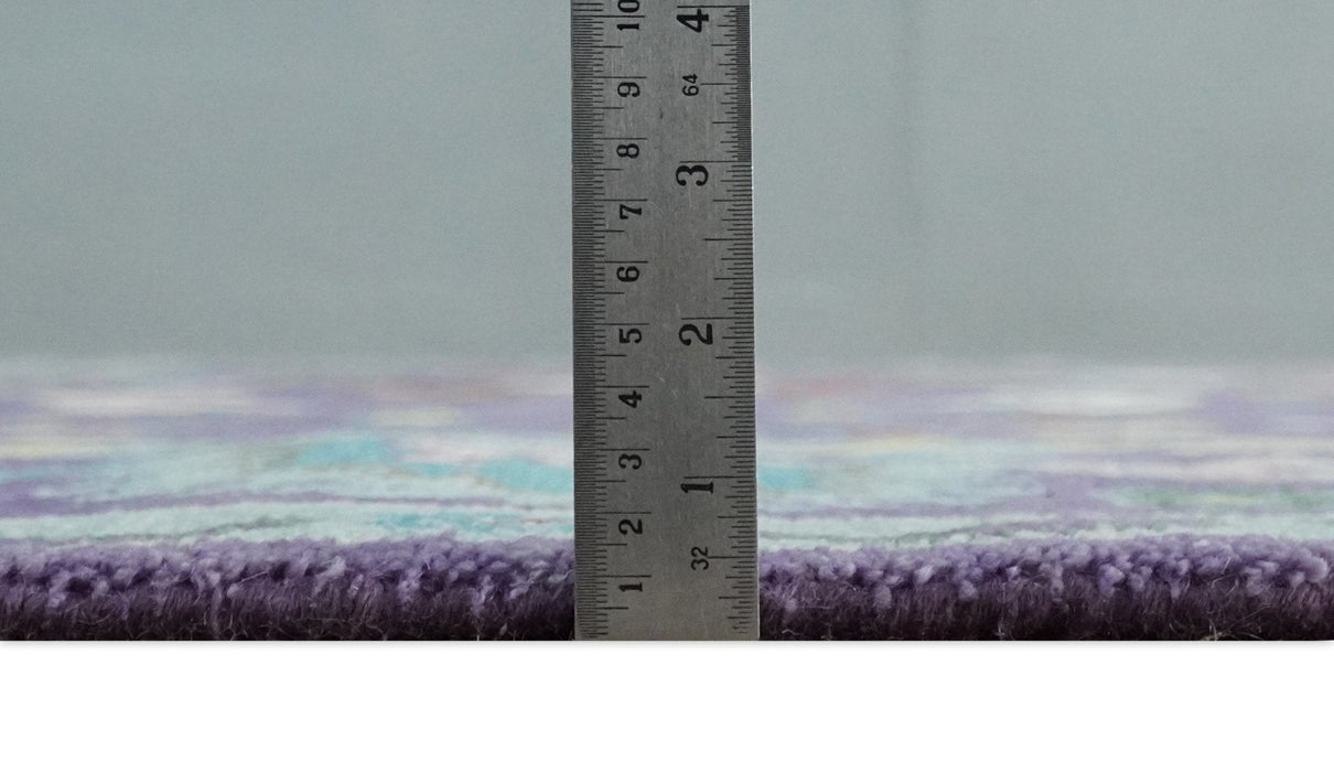 Modern Oushak 9x12 Hand Knotted Persian Purple and Blue Colorful Wool Area Rug | TRDCP850912