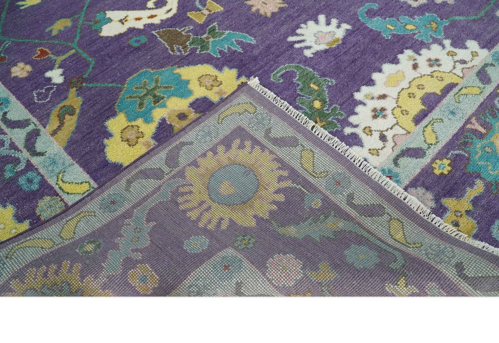 Modern Oushak 9x12 Hand Knotted Persian Purple and Blue Colorful Wool Area Rug | TRDCP850912