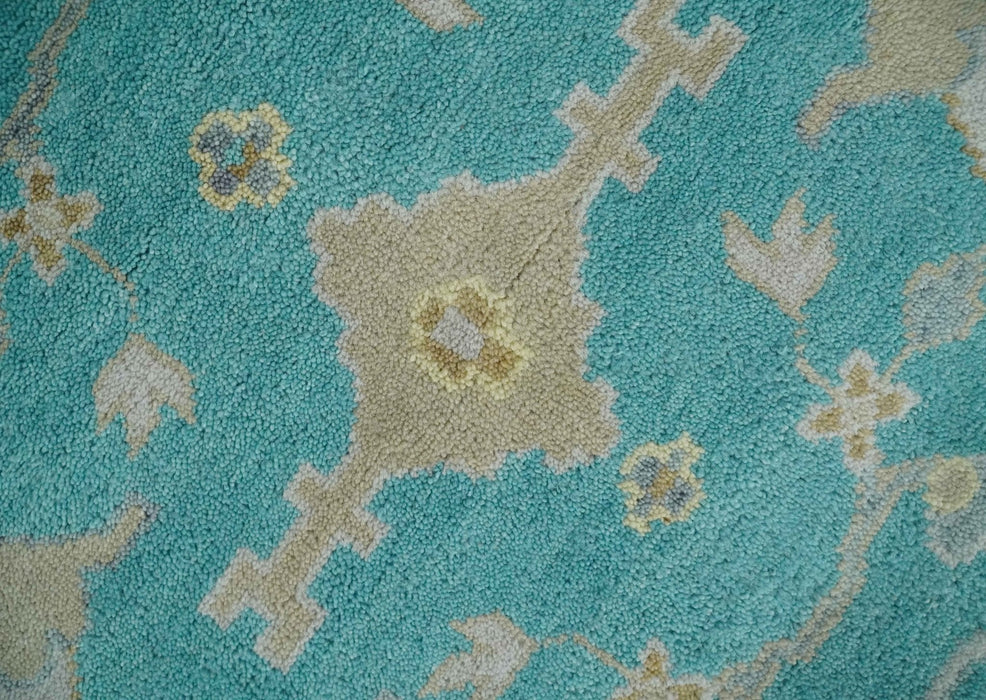 Modern Oushak Hand Knotted 8x10 Persian Blue and Silver Antique Wool Area Rug | TRDCP912810