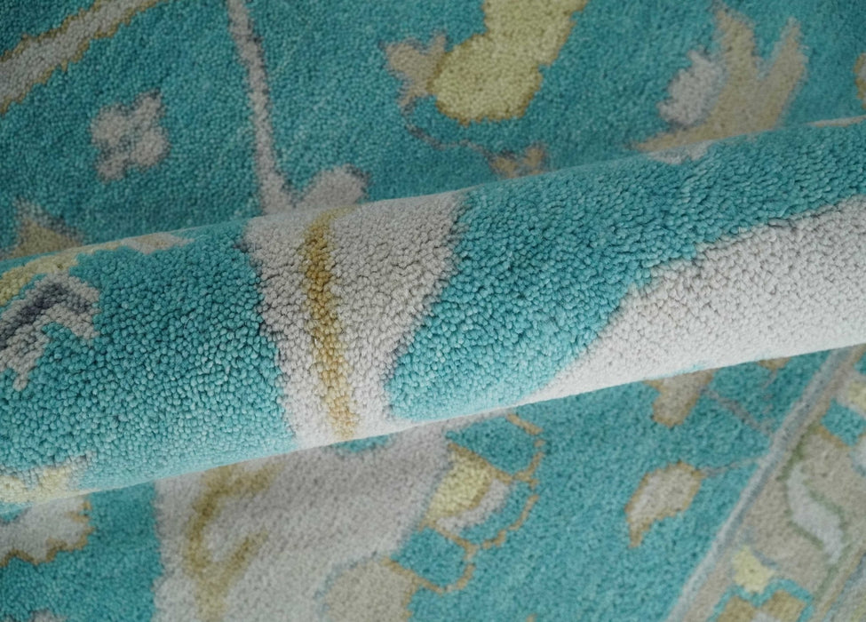 Modern Oushak Hand Knotted 8x10 Persian Blue and Silver Antique Wool Area Rug | TRDCP912810