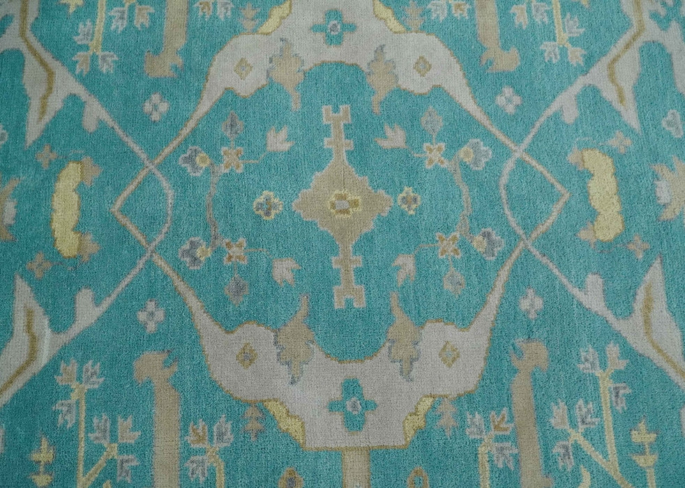 Modern Oushak Hand Knotted 8x10 Persian Blue and Silver Antique Wool Area Rug | TRDCP912810