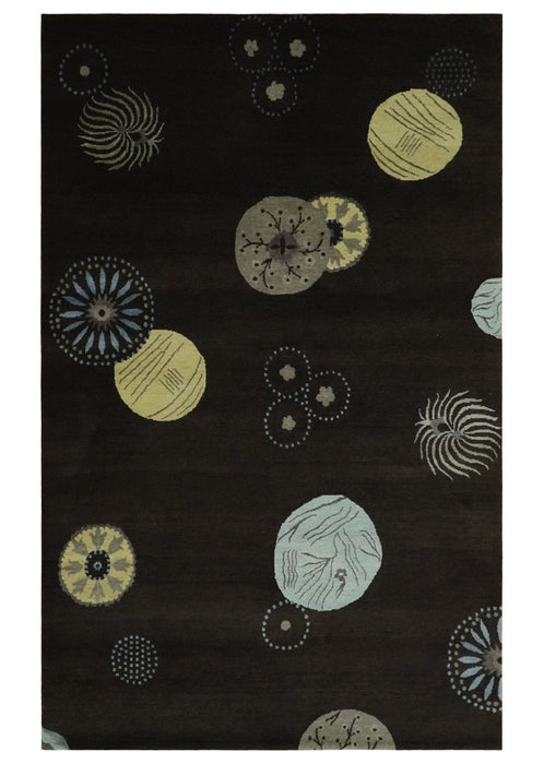 Modern Premium look Dark Brown 5x8 Hand loom Wool and Art Silk Area Rug