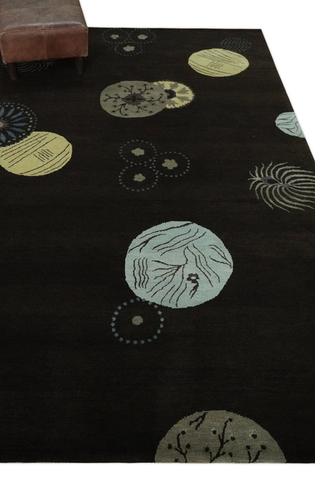 Modern Premium look Dark Brown 5x8 Hand loom Wool and Art Silk Area Rug