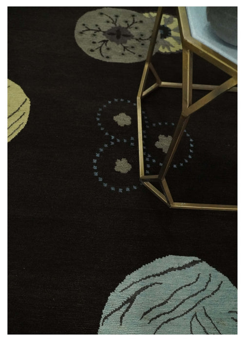 Modern Premium look Dark Brown 5x8 Hand loom Wool and Art Silk Area Rug