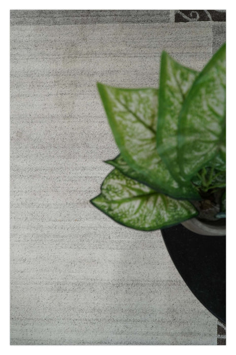 Modern Scandinavian 4.7x6.5 Brown and Silver Wool Hand Woven Area Rug | HL47