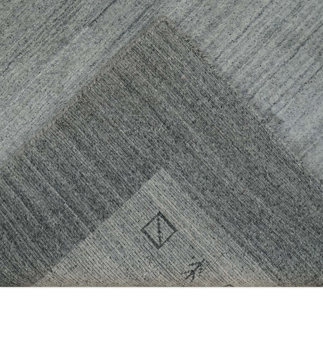 Modern Scandinavian 5x6.5 Gray and Silver Blended Wool Hand Woven Area Rug | HL48