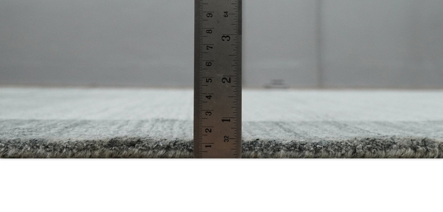 Modern Scandinavian 5x6.5 Gray and Silver Blended Wool Hand Woven Area Rug | HL48