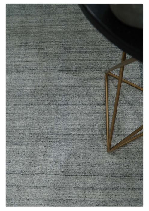 Modern Scandinavian 5x6.5 Gray and Silver Blended Wool Hand Woven Area Rug | HL48