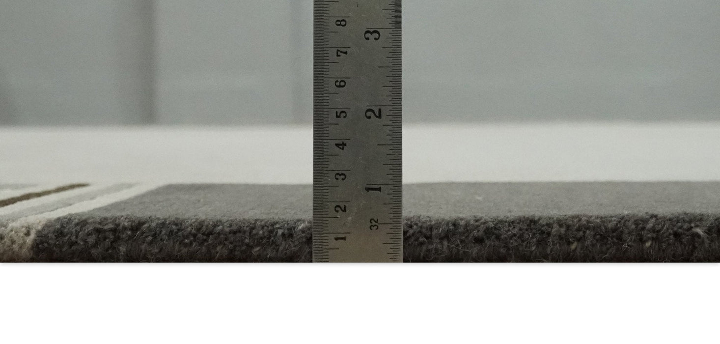 Modern Scandinavian 6x8 Silver and Charcoal Wool Hand Woven Area Rug | HL9