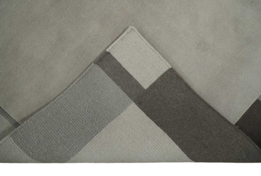 Modern Scandinavian 6x8 Silver and Gray Wool Hand Woven Area Rug | HL8
