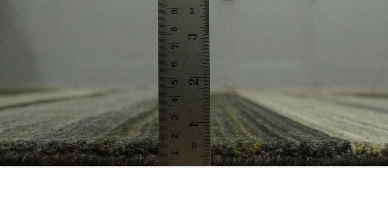 Modern Scandinavian Stripes 5x7 Antique Moss Green and Gray Wool Hand Woven Area Rug | HL20