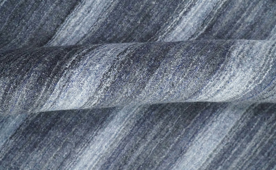 Modern Scandinavian Stripes 5x7 Blue and Silver Wool Hand Woven Area Rug | HL26