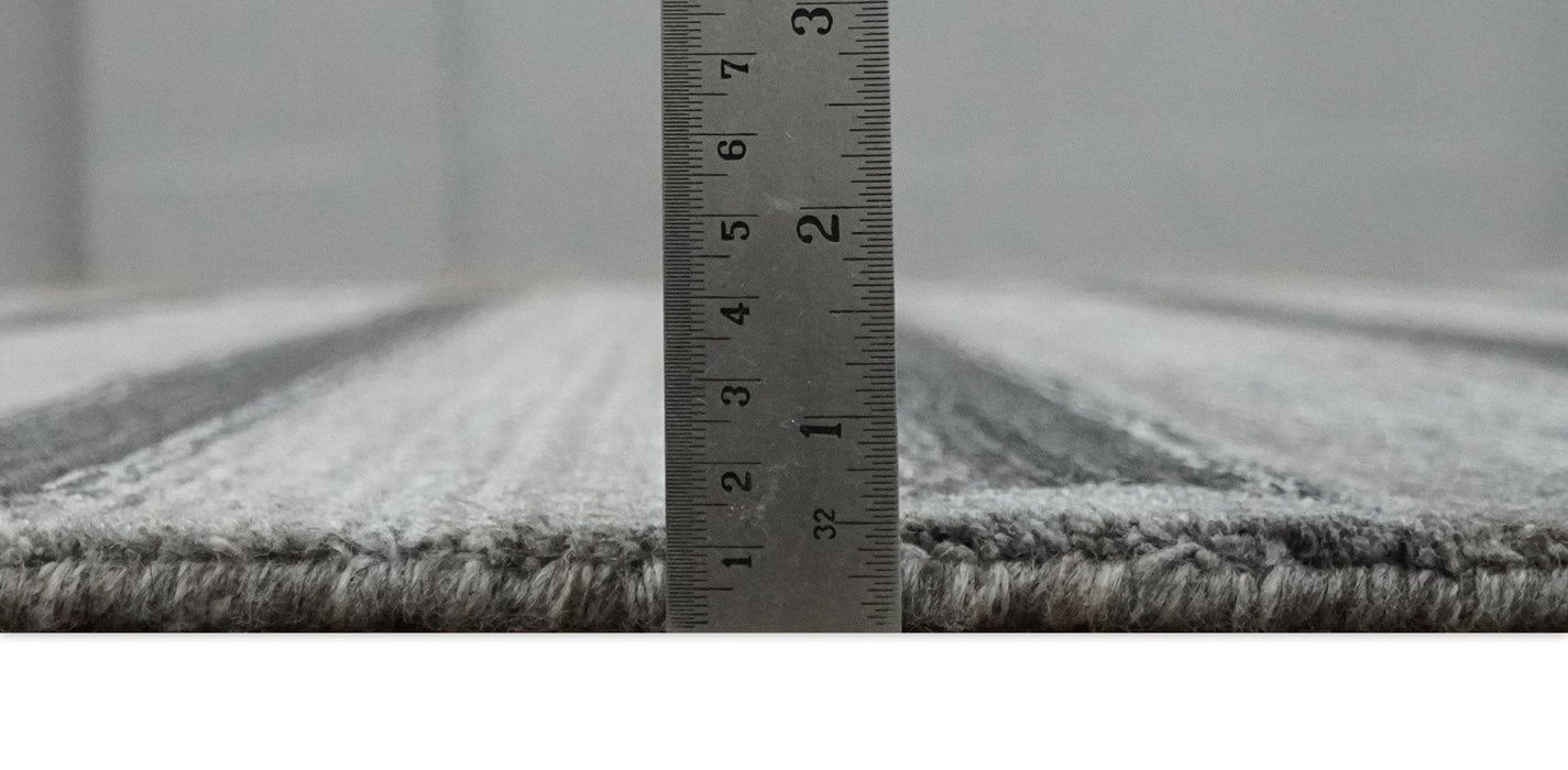 Modern Scandinavian Stripes Style 5x7 Silver and Gray Wool Hand Woven Area Rug | HL11
