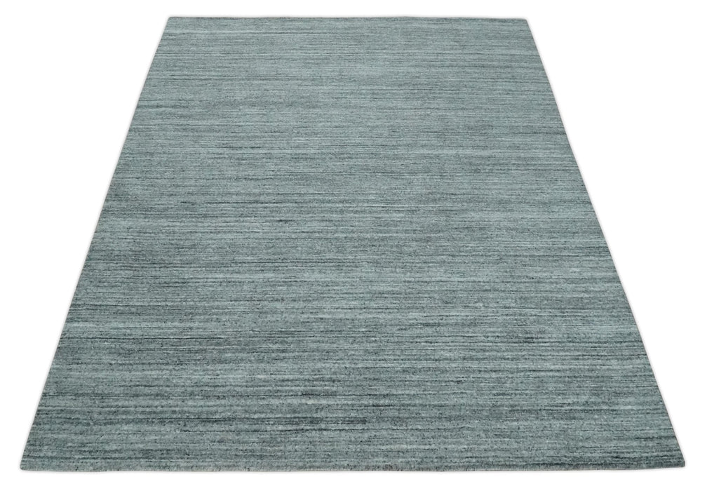 Modern Shaded Solid Handloom Silver, Charcoal and Gray 8x10 Contemporary Wool Area Rug | TRD10283810S