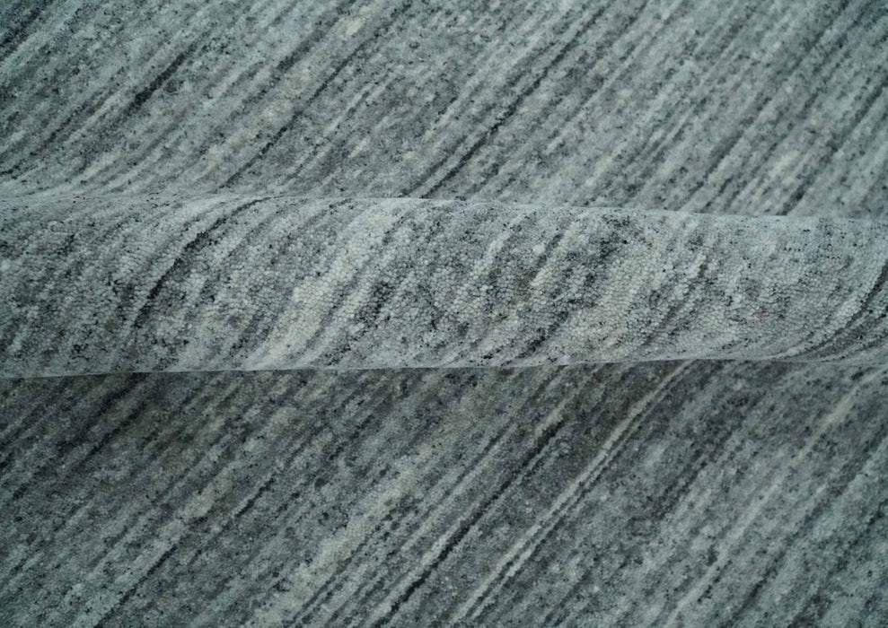 Modern Shaded Solid Handloom Silver, Charcoal and Gray 8x10 Contemporary Wool Area Rug | TRD10283810S