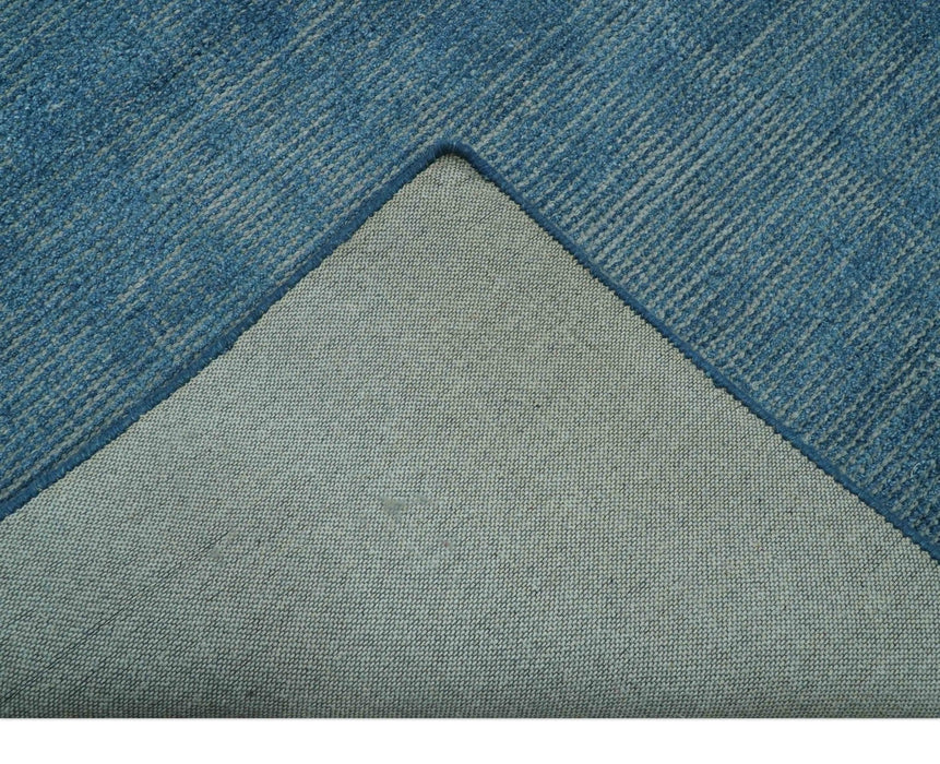 Modern Solid Design Gray And Blue 5x8 Hand Knotted Wool Area Rug
