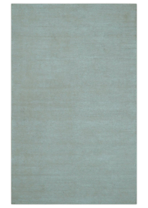 Modern Solid Design Ivory 5x8 Hand Woven Wool Area Rug