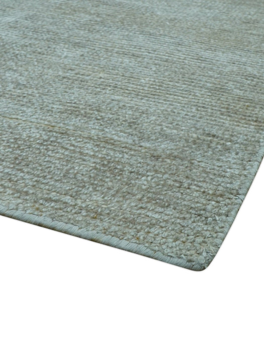 Modern Solid Design Silver Hand Knotted 9x12 Wool Area Rug
