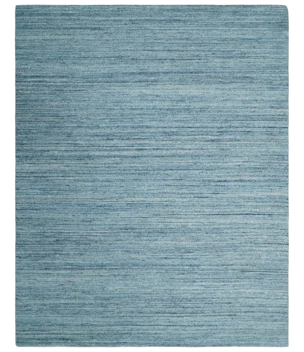 Moder Aqua Rugs Modern Solid Handloom Aqua and Silver 8x10 Contemporary Wool Area Rug