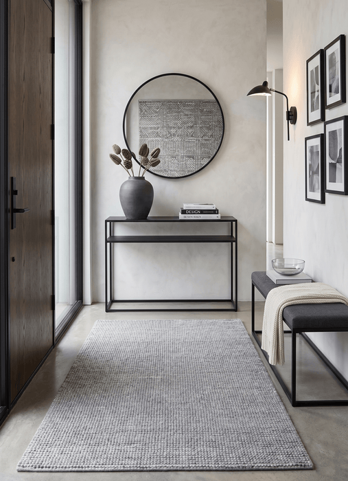Modern Solid Pattern Gray Hand Woven Wool Area Rug