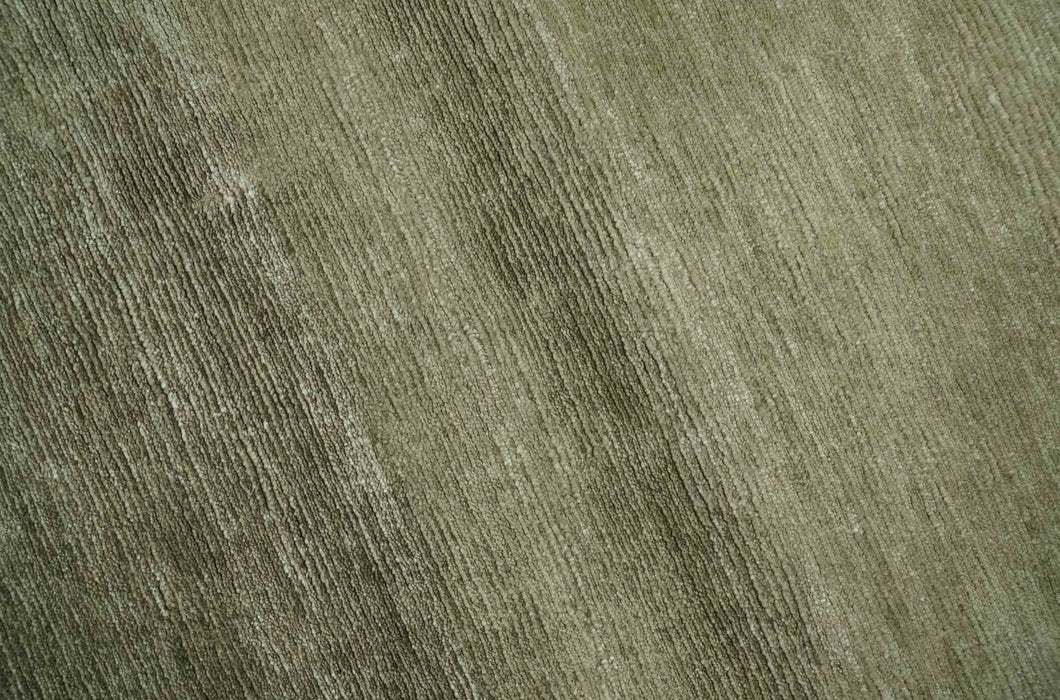 Modern Solid Plain Olive Hand Knotted 6x9 Bamboo Silk area Rug