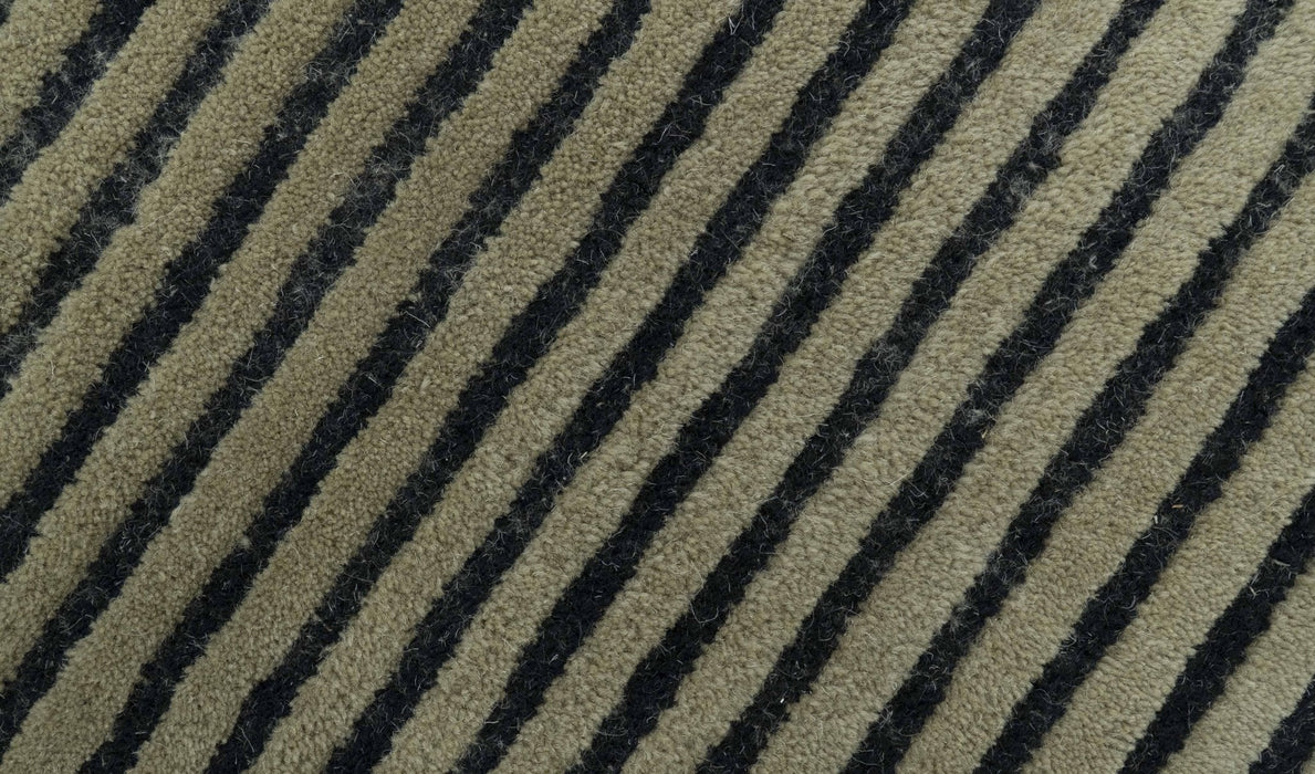 Modern Stripes Design Black And Brown Hand Tufted Custom Made Wool Area Rug
