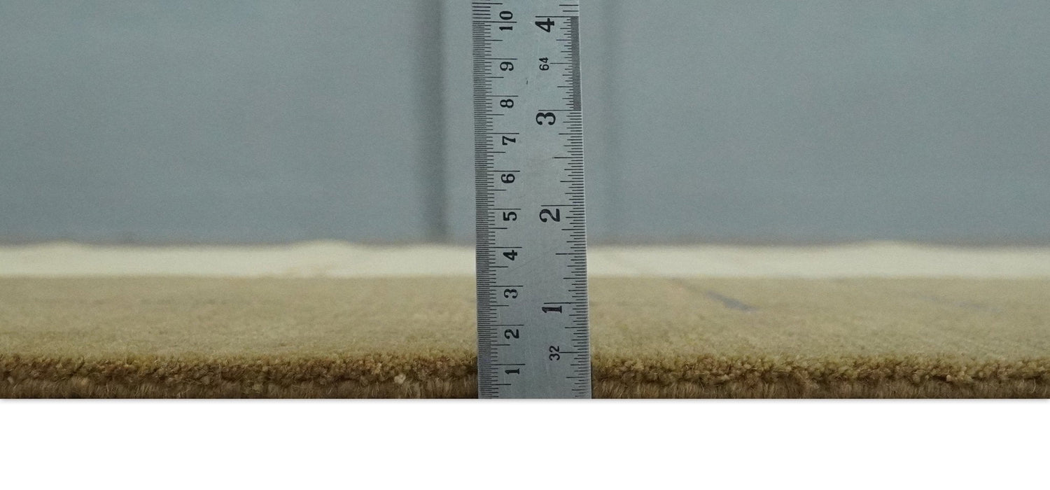 Modern stripes Design Olive and Beige Hand loom 4x6 wool and Art Silk Area Rug