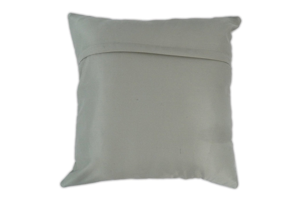 Modern Stripes Ivory and Gray Genuine leather Pillow with Insert, Cushion | PL16