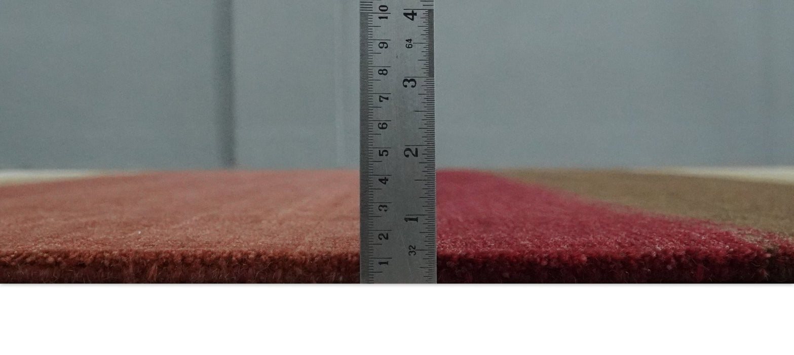 Modern Stripes Ivory, Rust, Maroon and Brown Hand loom 5.6x6.6 Wool Area Rug