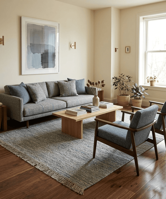 Modern Style Hand Woven Gray and Brown Jute and Art Silk Rug