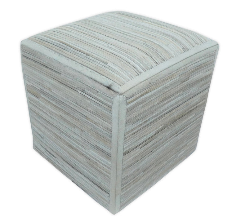 Modern Styling Handmade Leather Pouf - Comfortable Chair or Footrest - Ivory  | TRD278