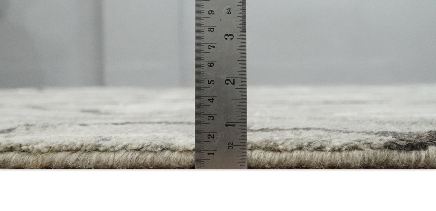 Modern Trellis Channel 6x8 Silver and Brown Natural Wool Hand Woven Rug | HL4