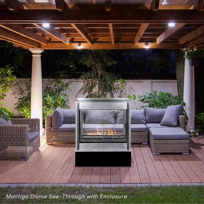 Montigo Divine 38-Inch Built-In Ventless See-Through Outdoor Gas Fireplace