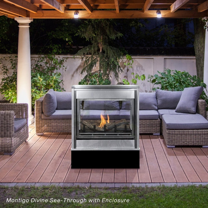 Montigo Divine 38-Inch Built-In Ventless See-Through Outdoor Gas Fireplace