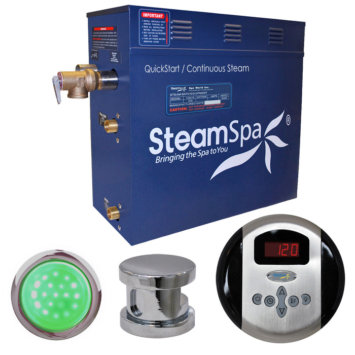 SteamSpa Indulgence 6 KW QuickStart Acu-Steam Bath Generator Package in Polished Chrome