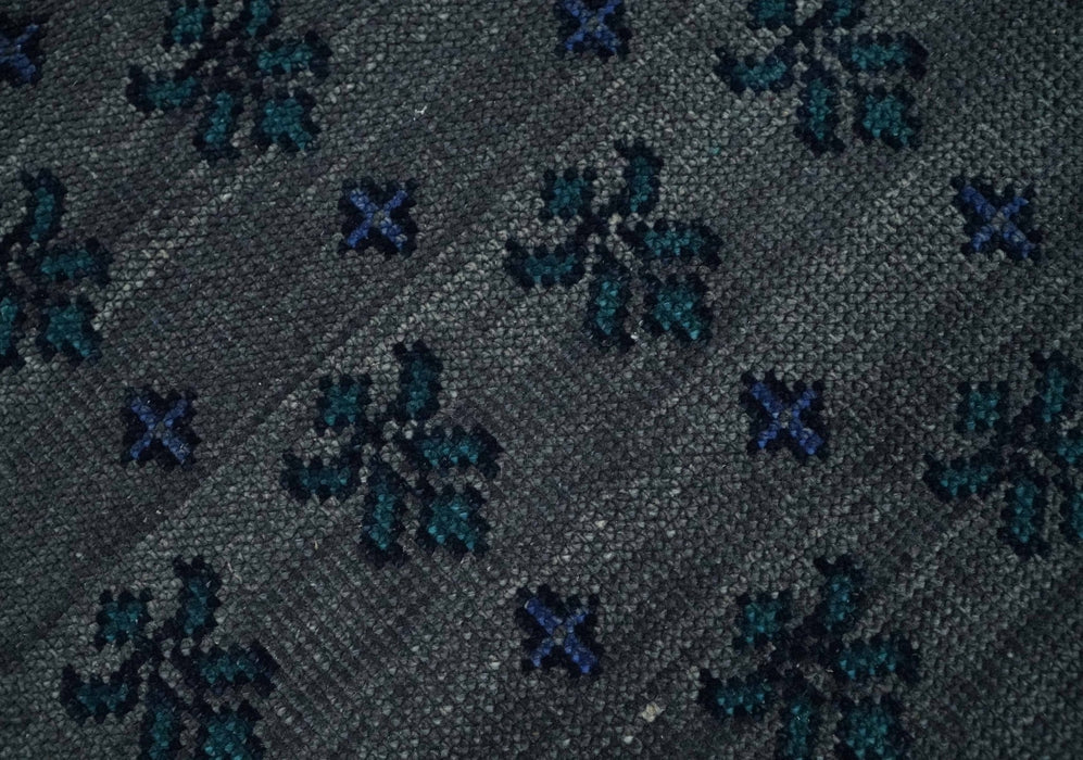 Gray and Blue Traditional Hand Knotted Antique Style low Pile Custom Made Wool Area Rug