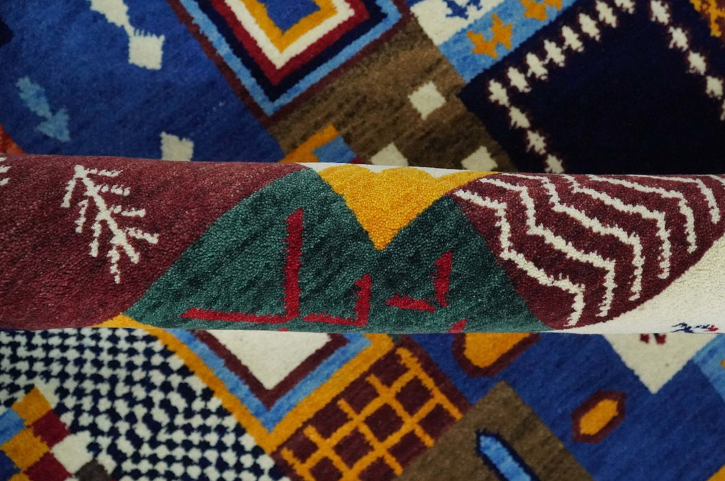 Multicolor Shapes Abstract Wool Hand Woven Southwestern Lori Gabbeh Rug| KNT36
