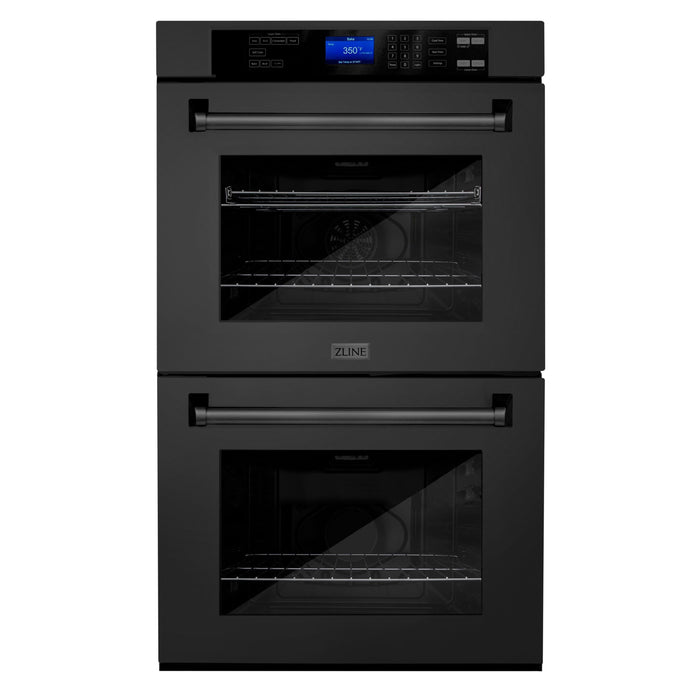 ZLINE Kitchen Appliance Package with 36 in. Black Stainless Steel Rangetop and 30 in. Double Wall Oven, 2KP-RTBAWD36