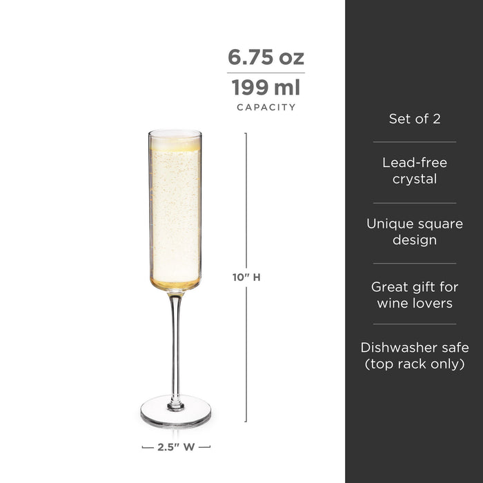 Laurel Crystal Champagne Flutes Set of 2